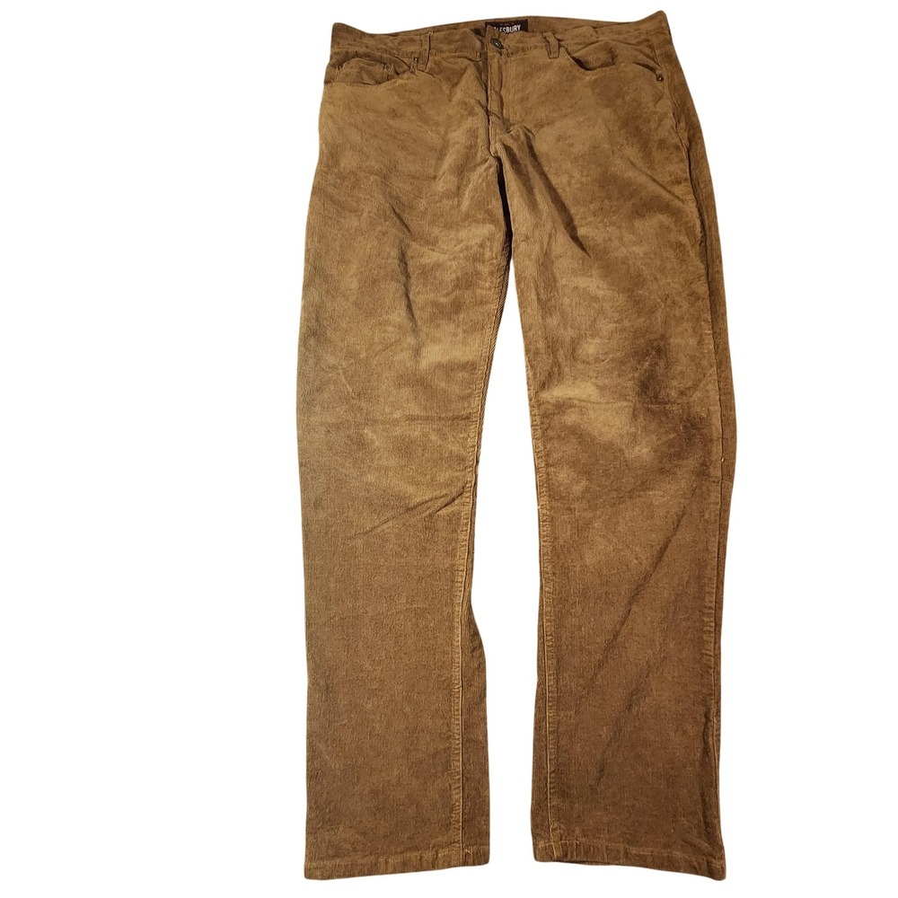 Alesbury Pants Mens 35x30 Brown Otter Slim Corduroy‎ Straight Leg Stretch Casual